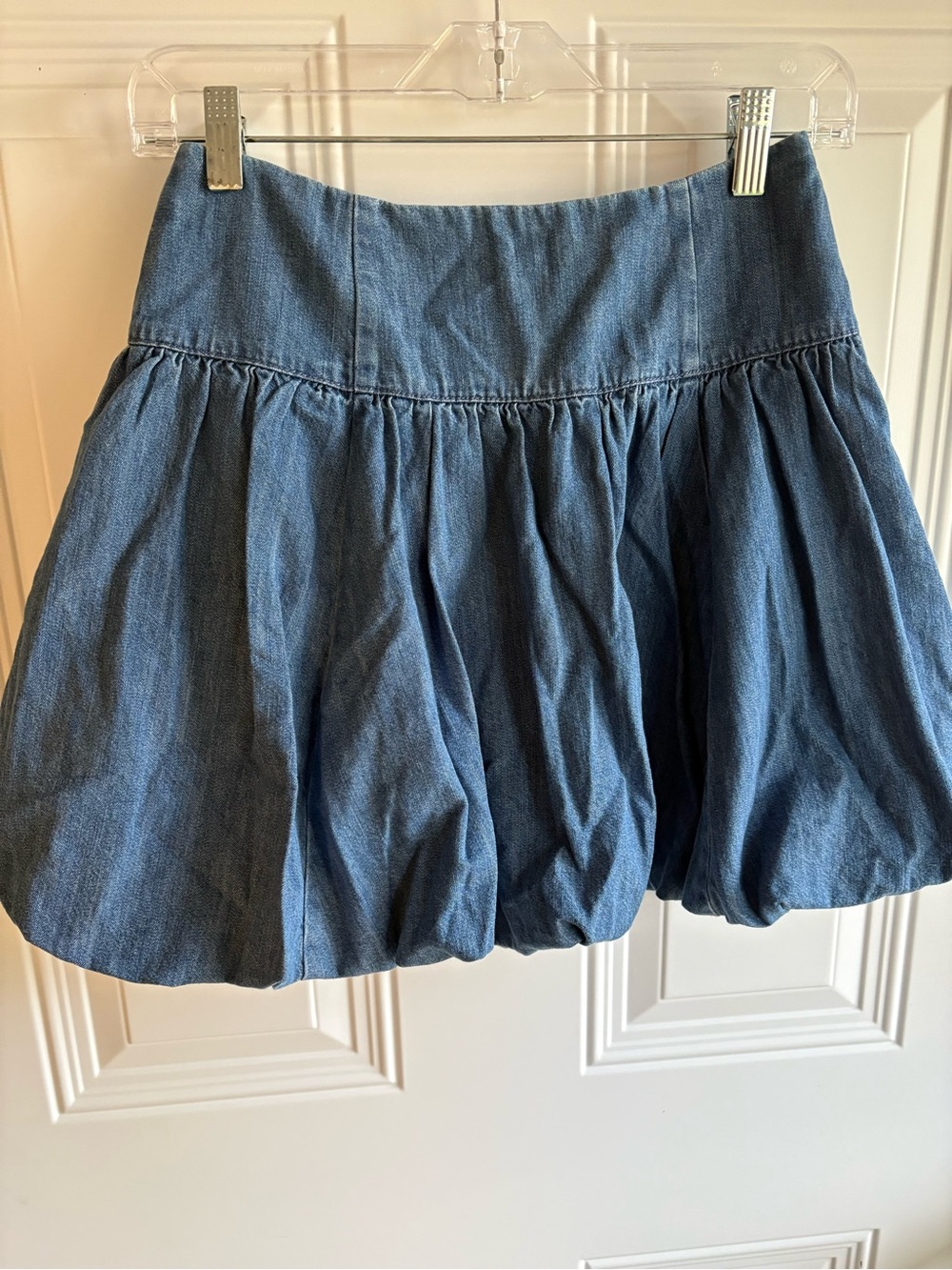 Women's Blue Bubble Denim Mini Skirt
